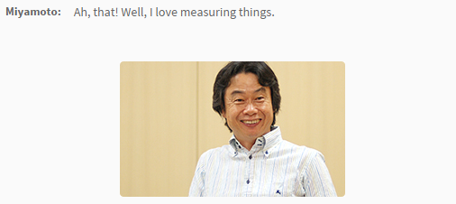 Actual screenshot of an interview Miyamoto gave with a Nintendo employee.
